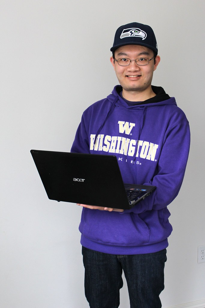 Student learning online with a laptop