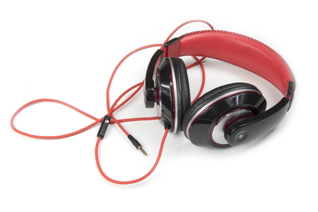 Person listening with headphones